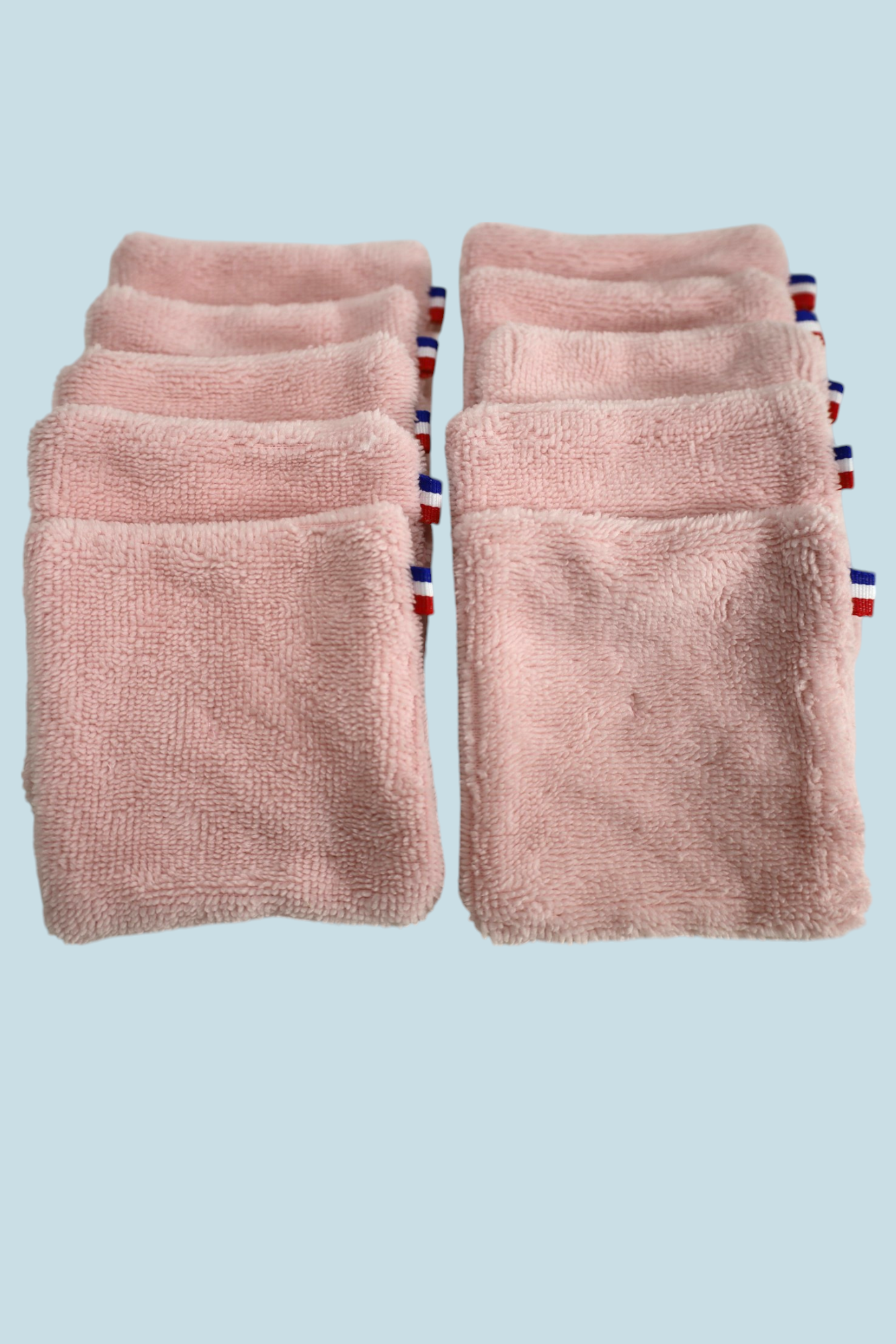 Lot de 10 lingettes doubles bambou rose made in france par Moonlac