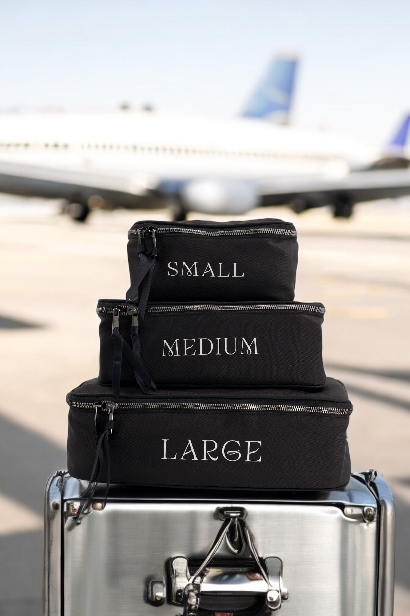 Packings cubes noirs pour organiser la valise Moonlac en polyester noir