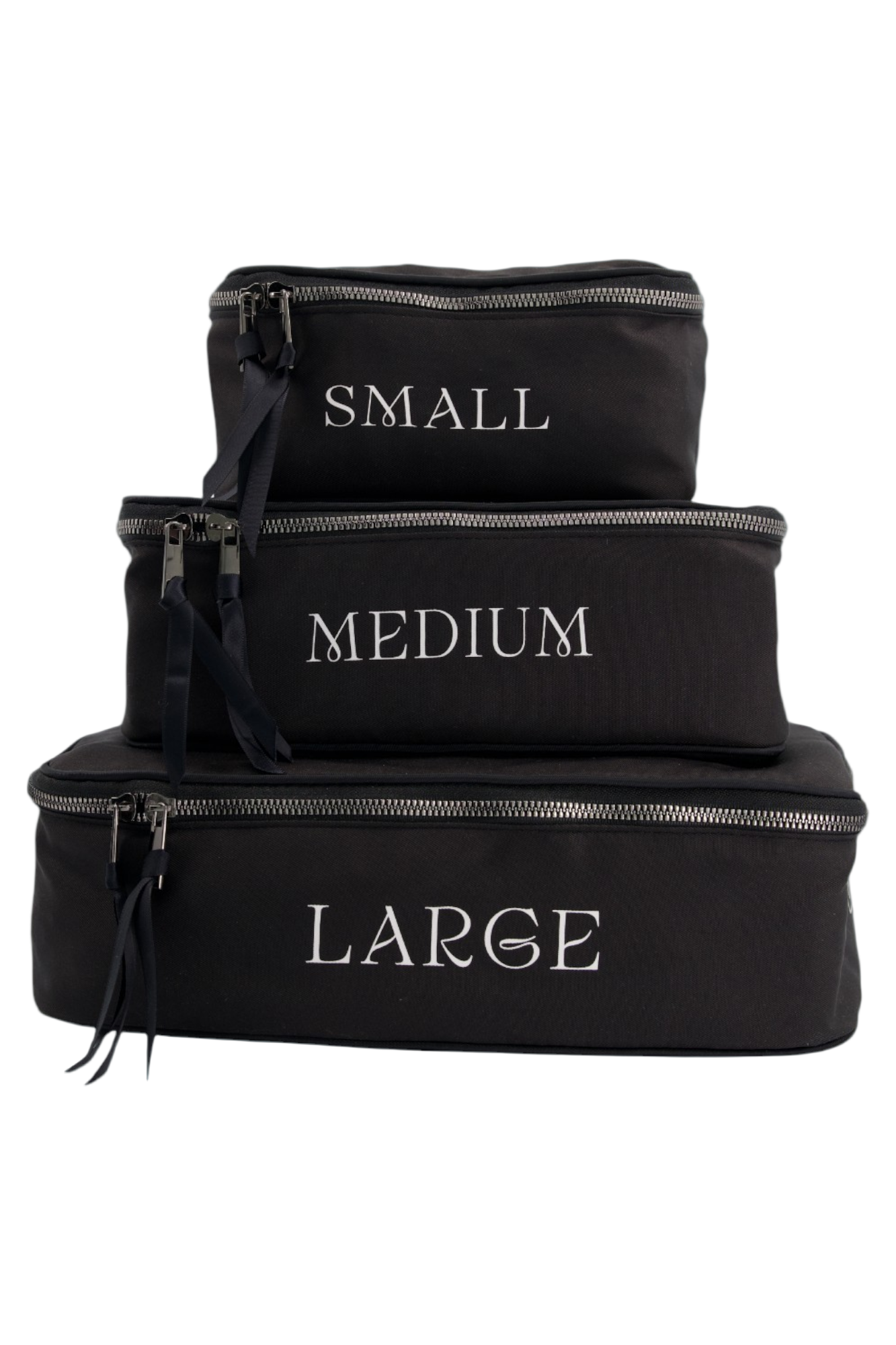 Set de 3 organisateurs de valise couleur noire moonlac pour une valise cabine