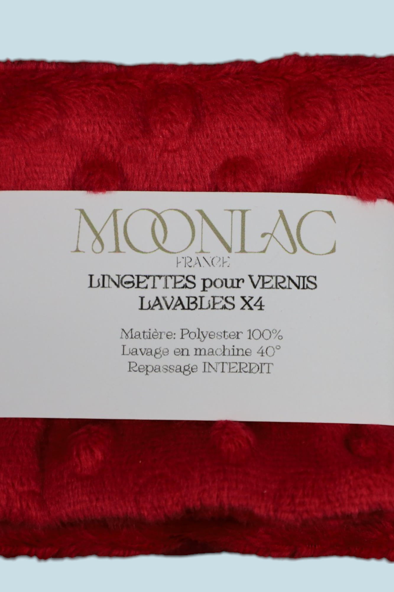 4 lingettes lavables rouges en tissu Minky pour le vernis