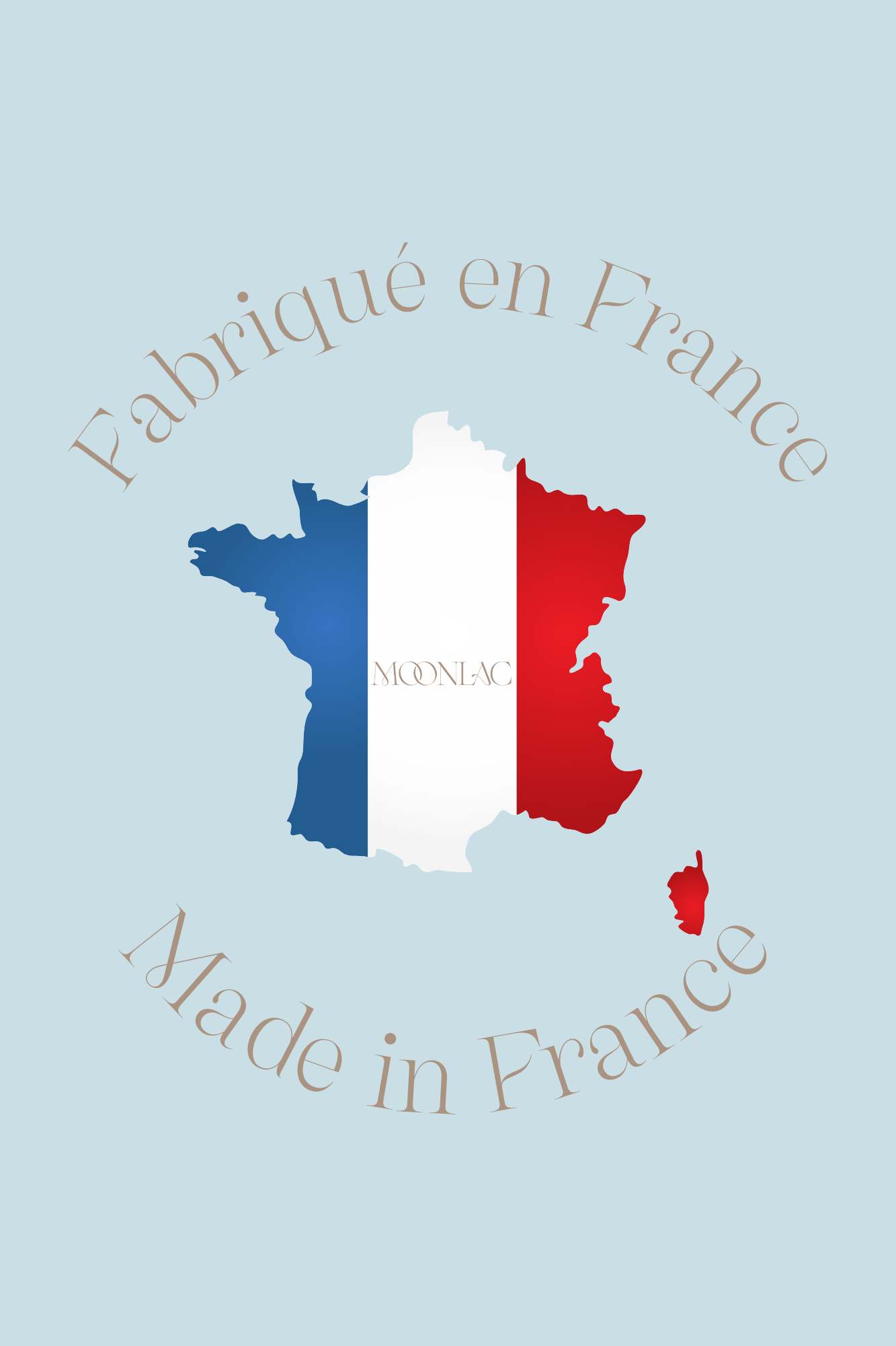 Carte de la france pour expliquer que tout est fabriqué en france par Moonlac dans nos ateliers