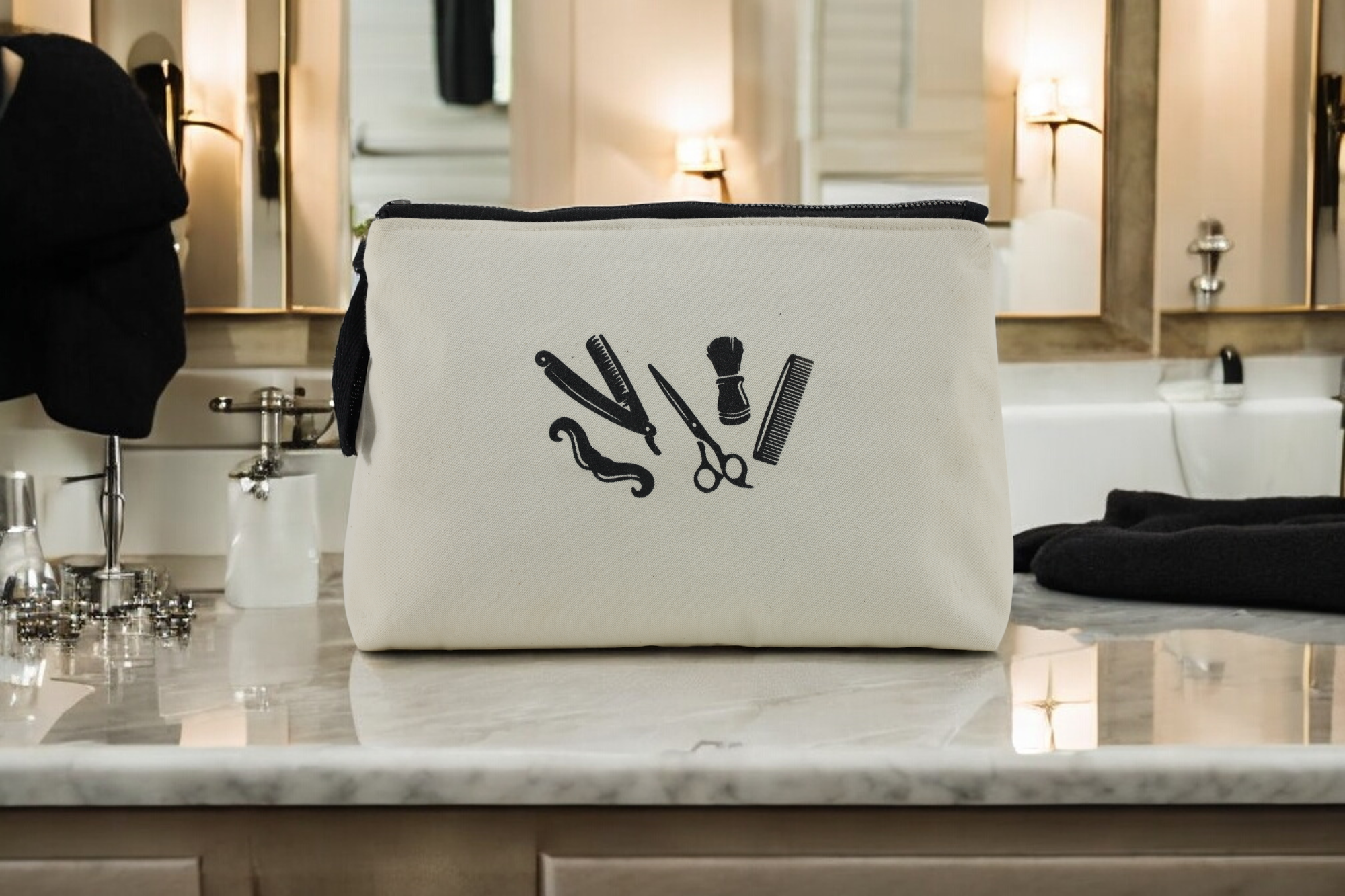 large pochette écru pour le nécessaire de rasage Moonlac