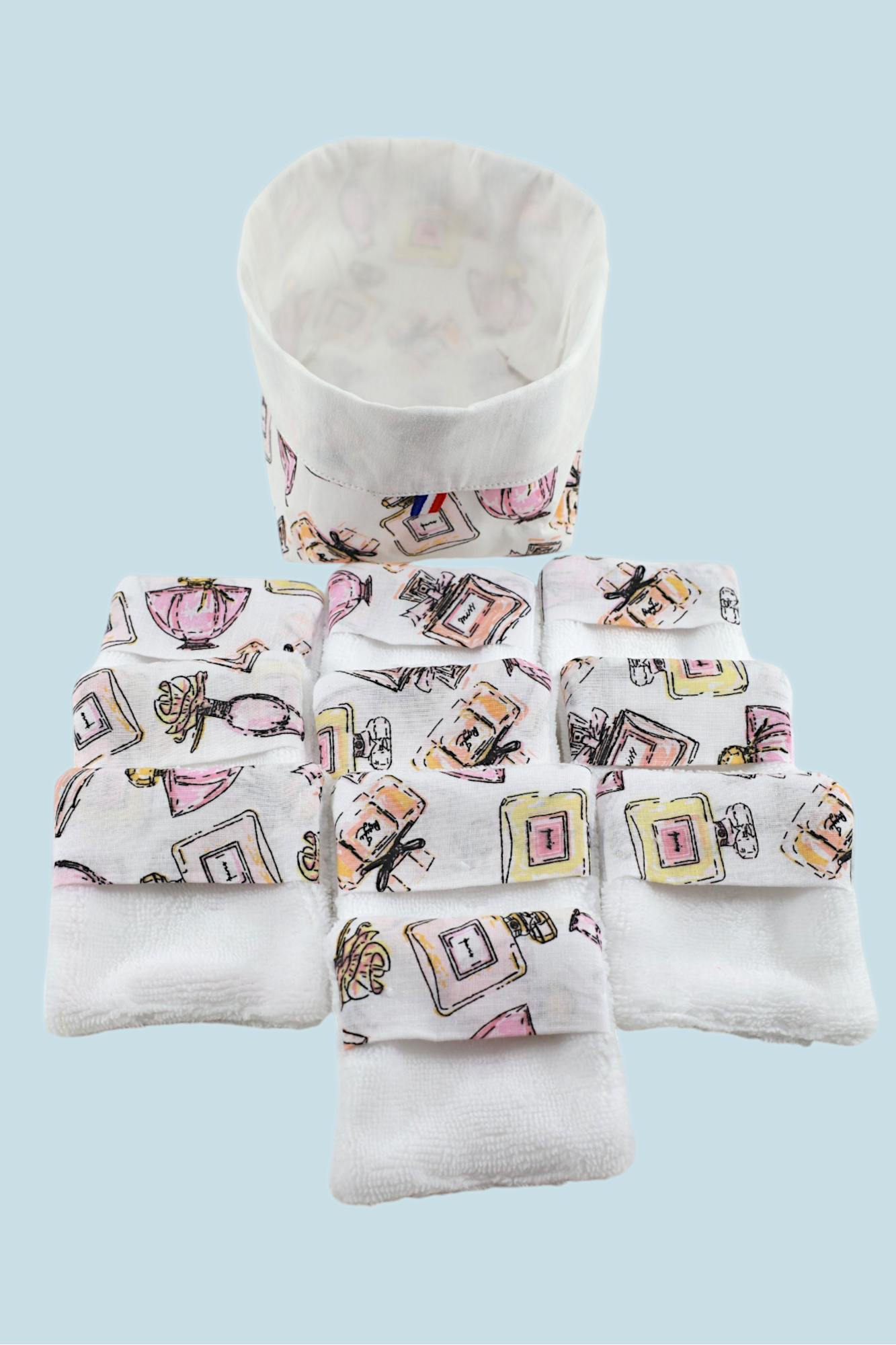 présentation 10 lingettes bambou avec le panier moonlac