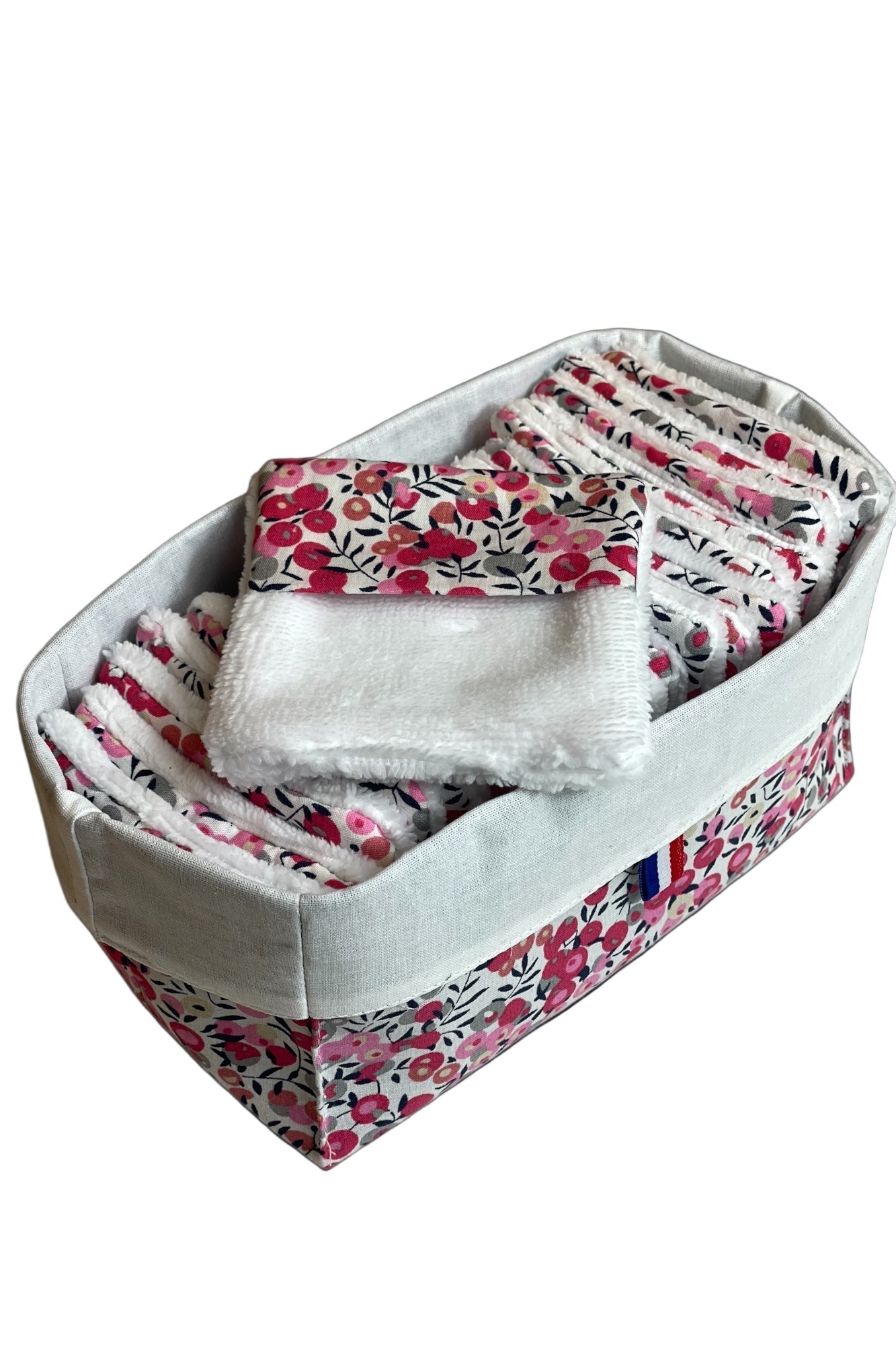 20 lingettes double bambou lavables motifs fleurs rouges moonlac