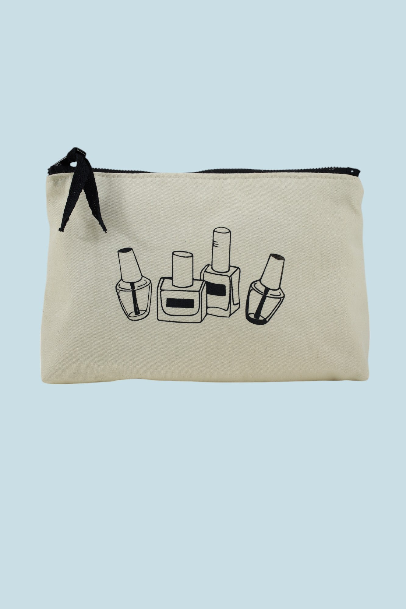Pochette pour les vernis à ongles écru et large en coton oeko-tex