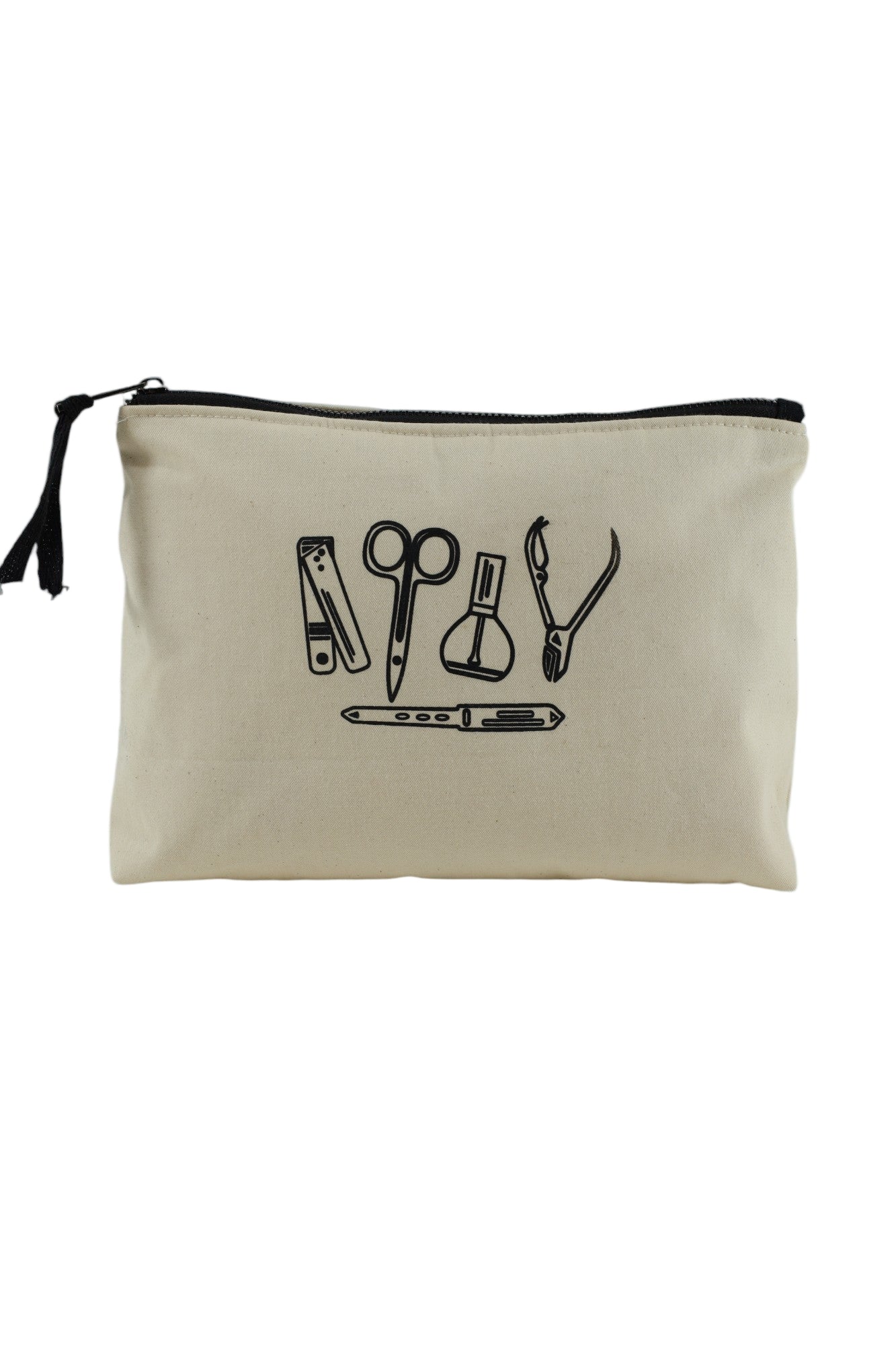 Pochette small écrue Moonlac pour accessoires de manucure avec sérigraphie outils ongles pour une bonne organisation de la valise cabine