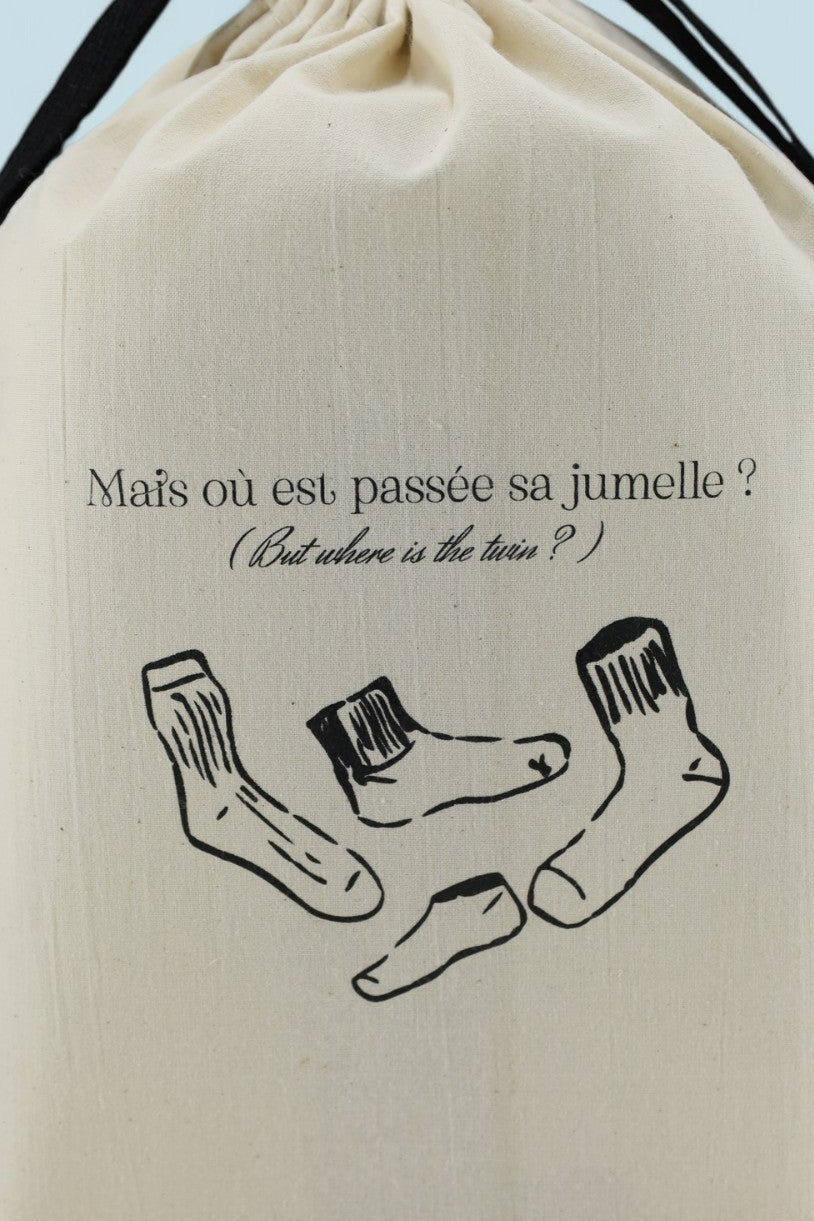 Pochon écru pour chaussettes orphelines – Moonlac