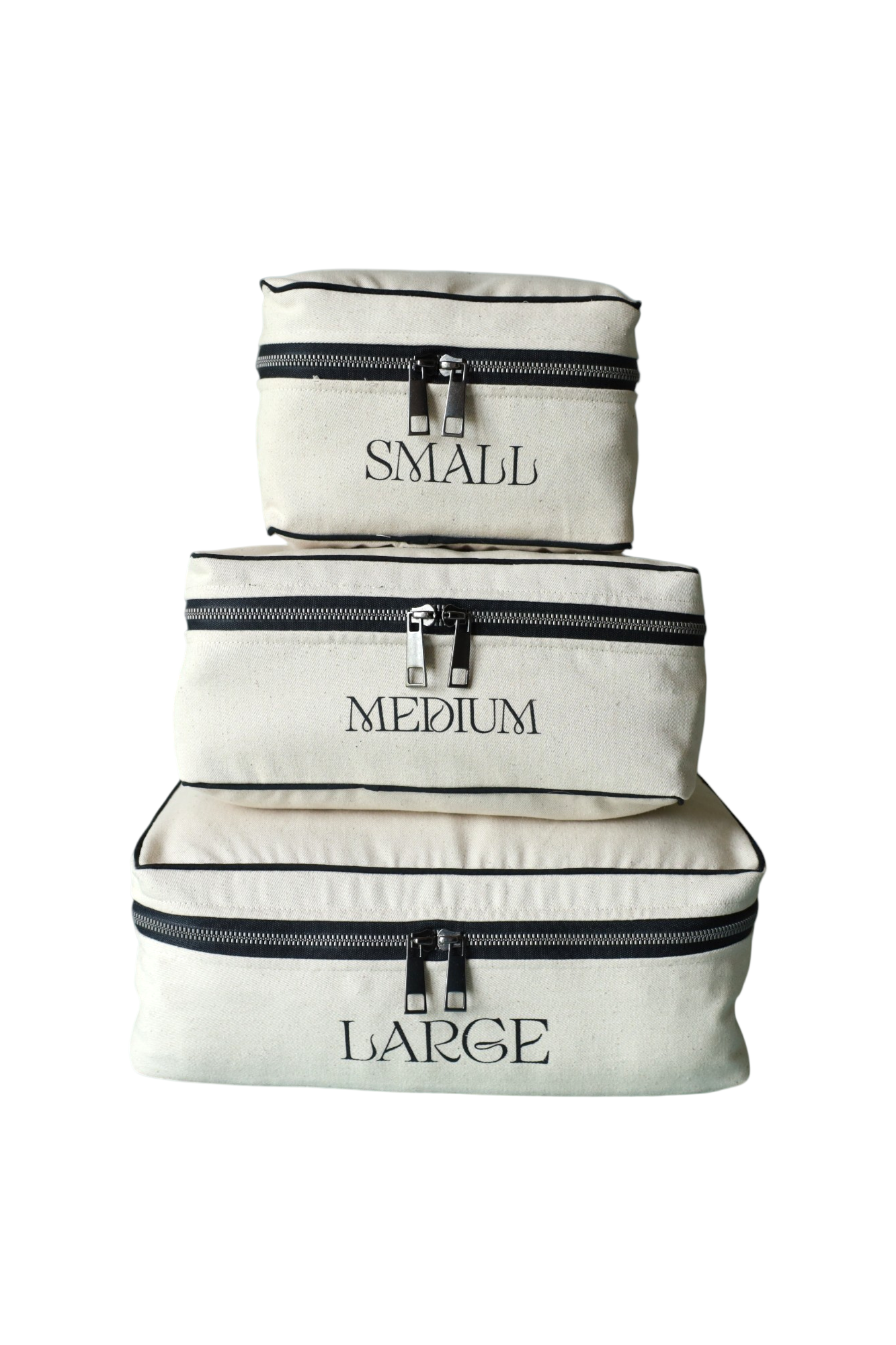 Set de 3 organisateurs de voyage couleur écru pour valise cabine - Moonlac - Packing cubes rangement