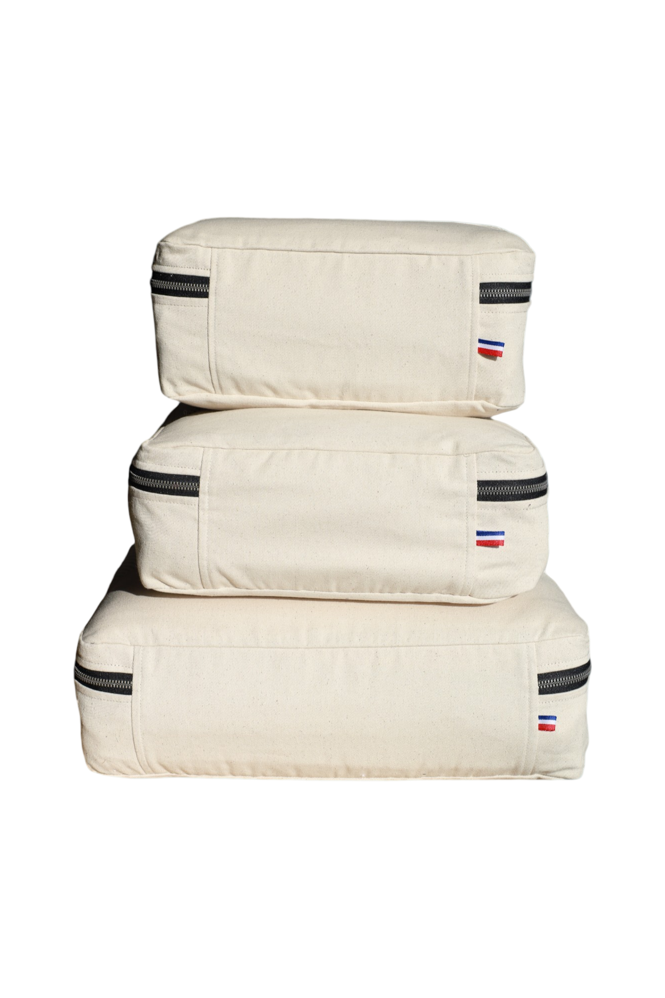 3 organisateurs de valise écru, vue de dos - moonlac - pour la valise cabine