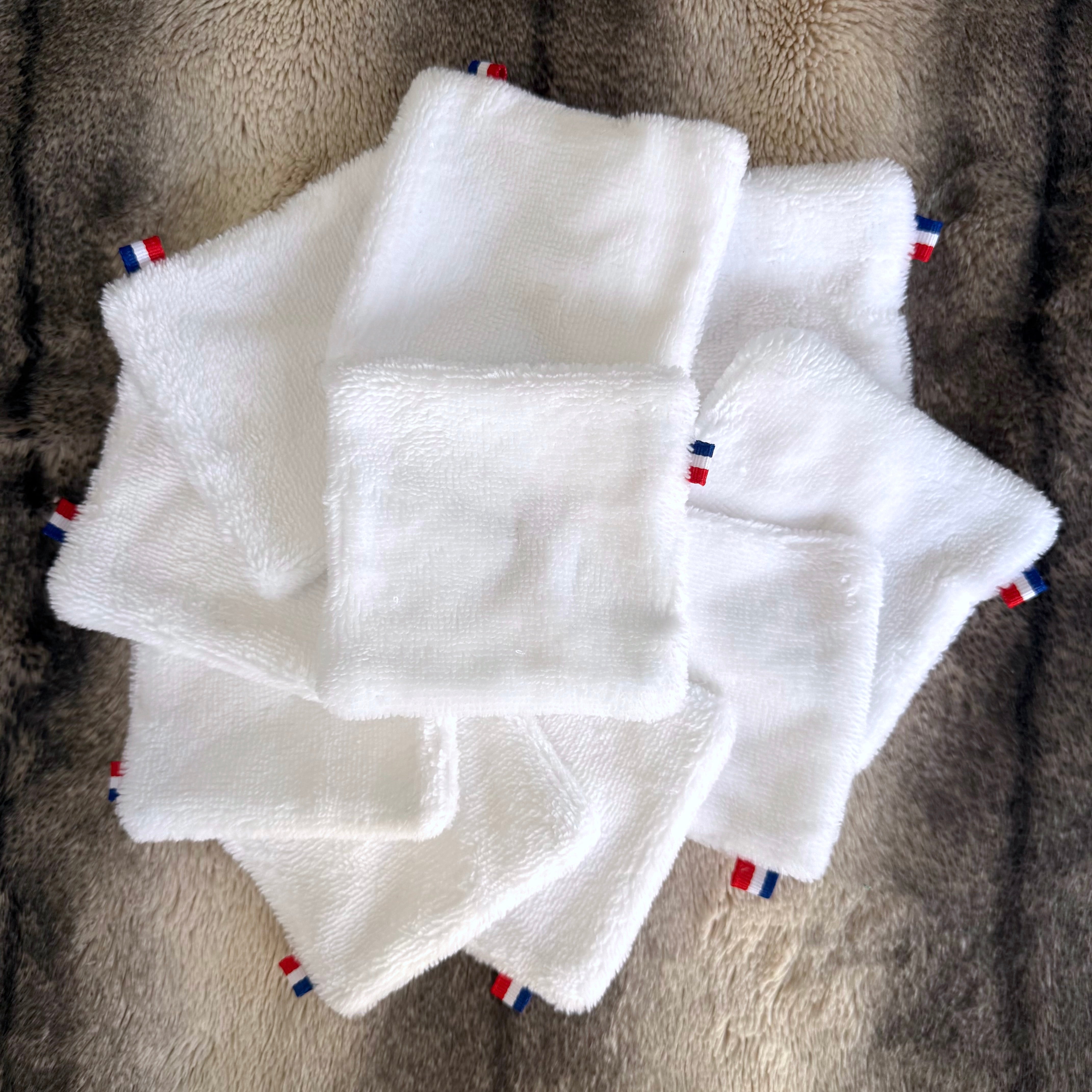 Lot de 10 lingettes démaquillantes lavables blanches en éponge de bambou douce Moonlac pour la maison ou en voyage