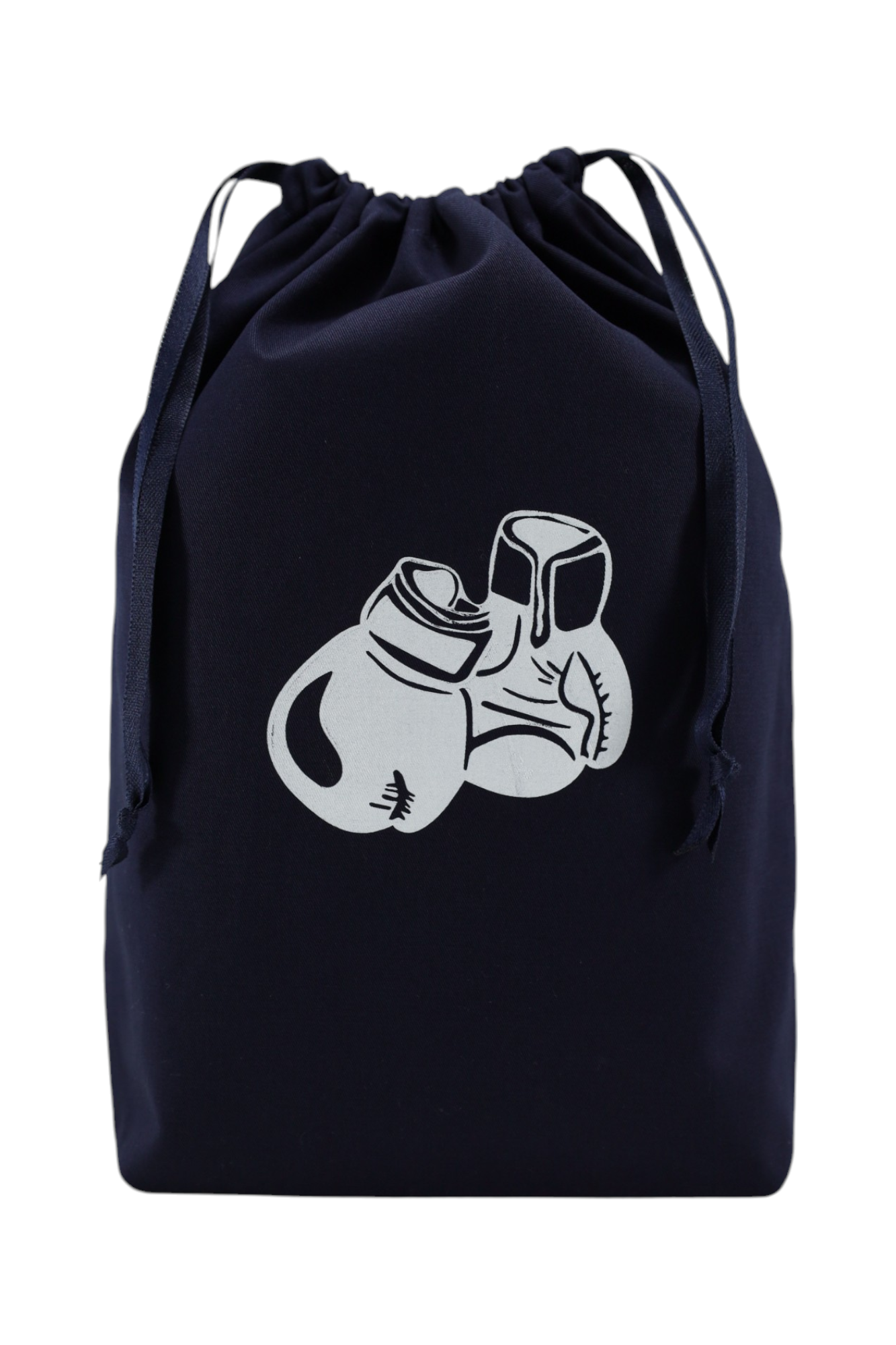 Pochon bleu marine Moonlac avec dessin de gants de boxe – rangement pratique pour accessoires de sport ou tenues de combat.