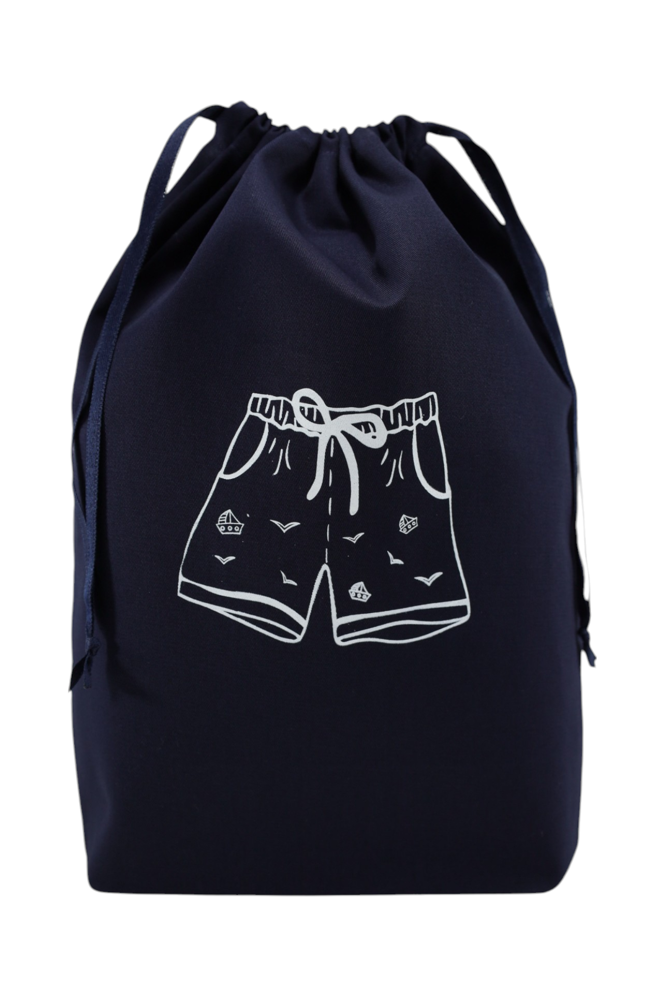 Pochon bleu marine Moonlac avec dessin de maillot de bain homme – accessoire de rangement élégant et pratique 