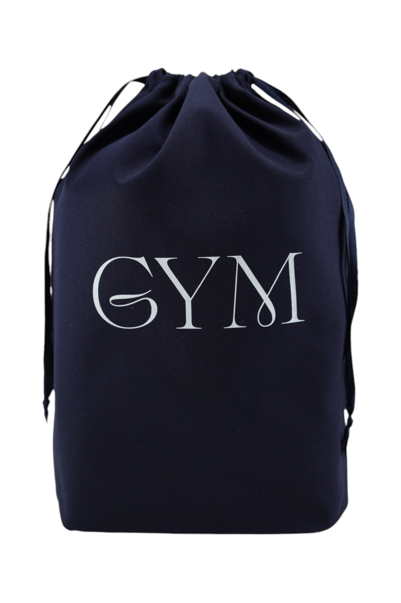Pochon bleu marine Moonlac avec dessin d’accessoires de yoga – rangement pratique et apaisant pour tenues ou objets de yoga.