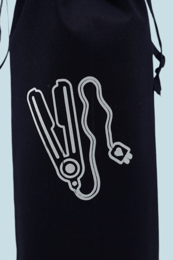 Sac bleu marine MOONLAC avec illustration de lisseur – étui de rangement pratique et élégant