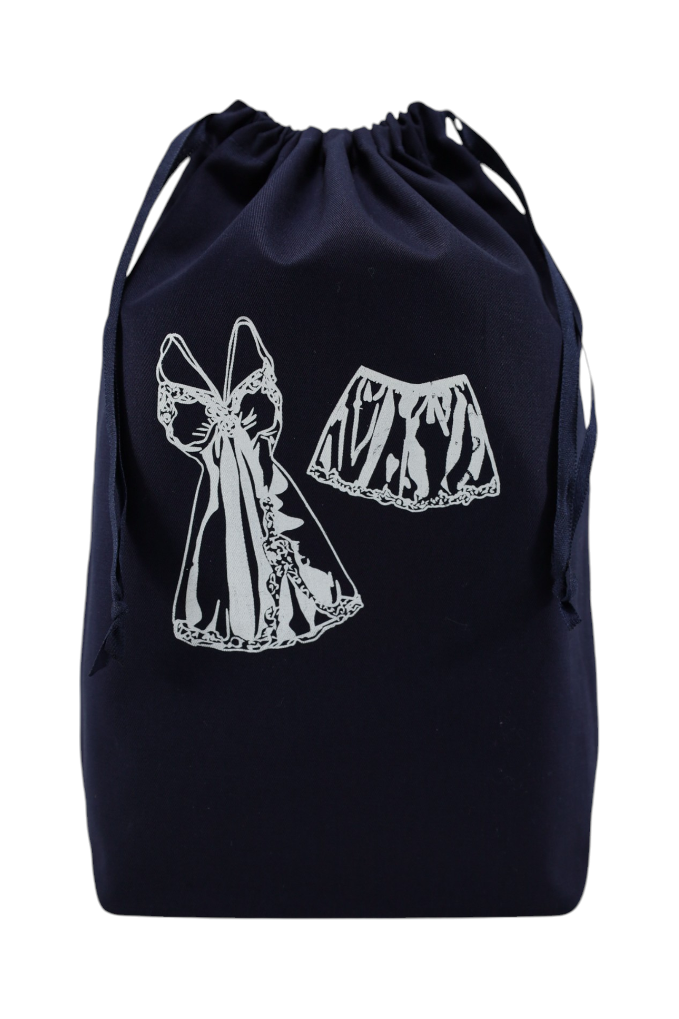 Sac bleu marine Moonlac avec dessin de nuisette – rangement raffiné pour tenues de nuit ou lingerie délicate.