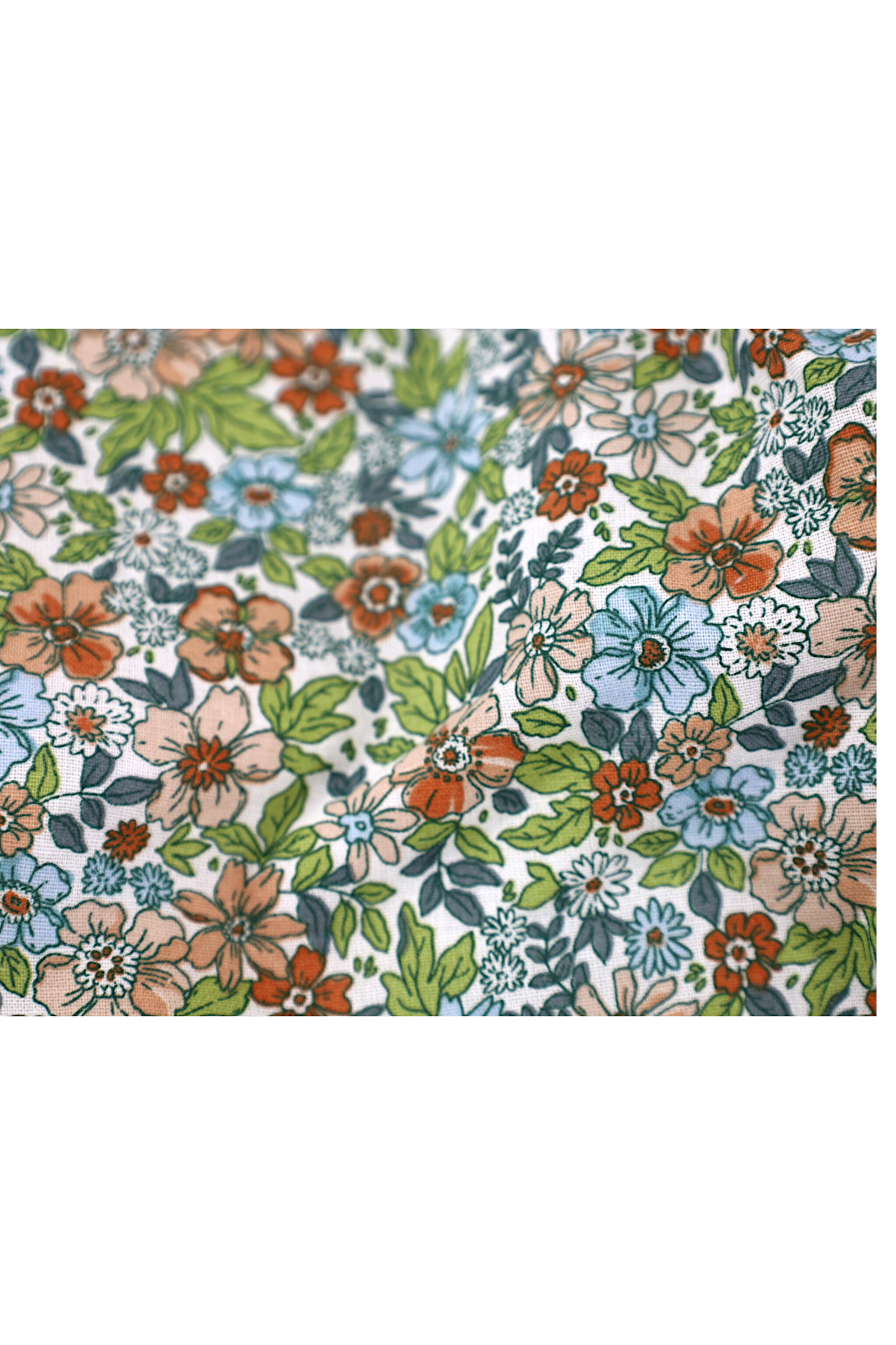 Tissu en coton motifs fleurs vertes pour les lingettes démaquillantes en bambou Moonlac